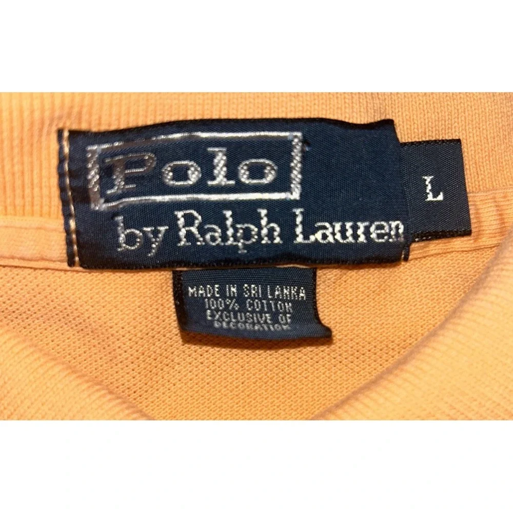 Polo Ralph Lauren Short Sleeve Polo  Orange Blue Pony 100%‎ Cotton, Mens Large